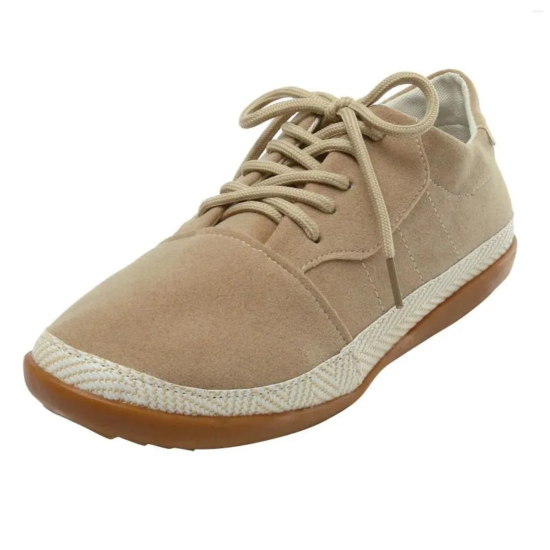 Casual Shoes Women Suede Slip On Breathable Solid Color Flat Round Toe Comfortable Lace Up Single Business