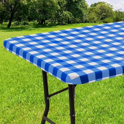 1pc Durable Waterproof Vinyl Tablecloth - Seamless Elastic Edges, Fade-Resistant, Flannel Backed - Easy Clean, Perfect for Indoor & Outdoor Dining, Picnics, Parties - Rectangle