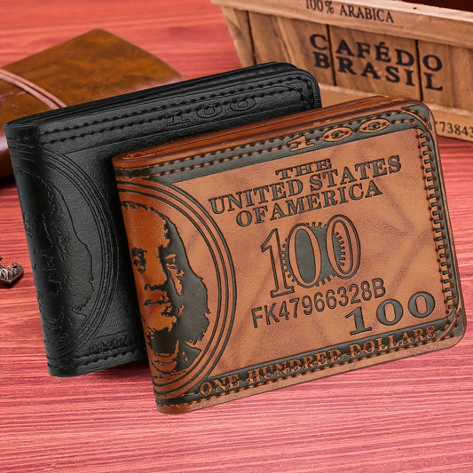 1pc Men's Classic Retro Bifold Dollar Bag, Oversized Capacity Card Holder, Coin Purse