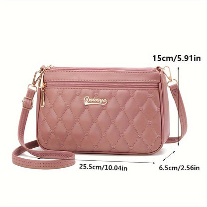 Trendy Solid Color PU Leather Crossbody Bag - Stylish & Secure Zipper Closure, Versatile Shoulder Bag for Women - Compact & Fashion-Forward Design