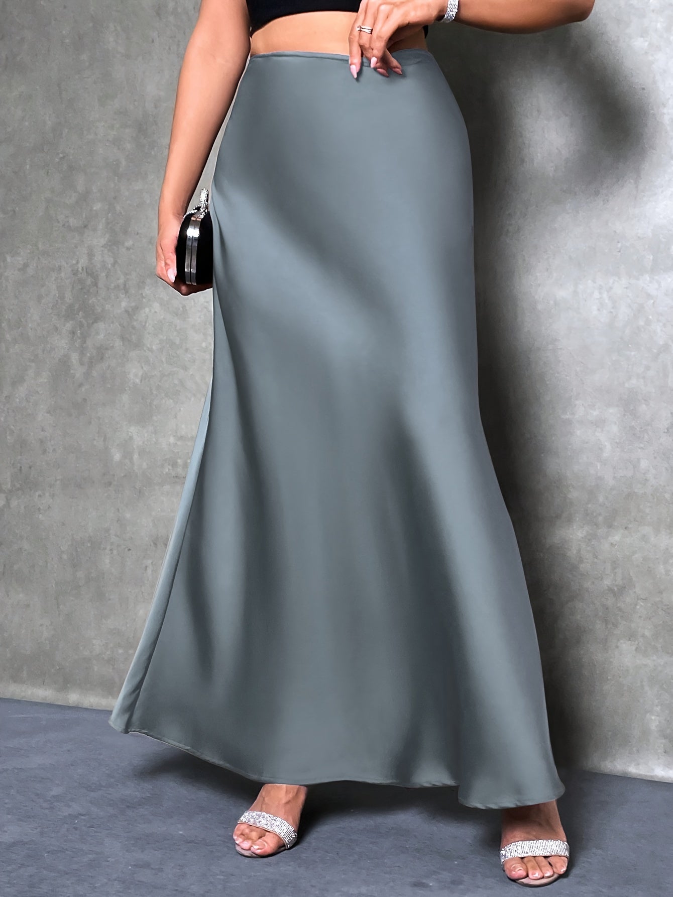 Solid Bodycon Maxi Skirt, Elegant Skirt For Party & Banquet, Women's Clothing