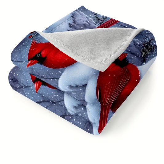 1pc Cozy Bird Pattern Flannel Blanket - Ultra-Soft, Skin-Friendly, and Vibrant Digital Print - Perfect for Casual Sofa, Lunch Break, or Multi-Purpose Use with High-Definition Colors and Plush Texture