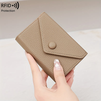 RFID Small Bag Litchi Pattern Soft PU Leather Coin Wallet Simple Lightweight Organ Card Bag