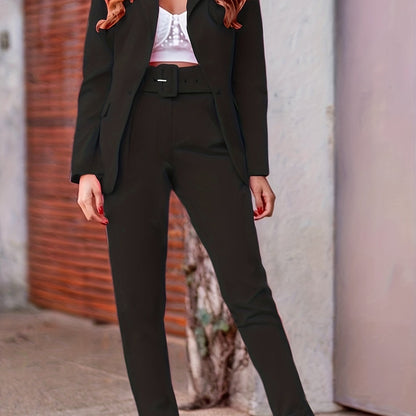 Women's Suits Women's Business Work Suit 2 Piece Outfits Elegant Open Front Blazer Jacket And Pencil Pant Sets