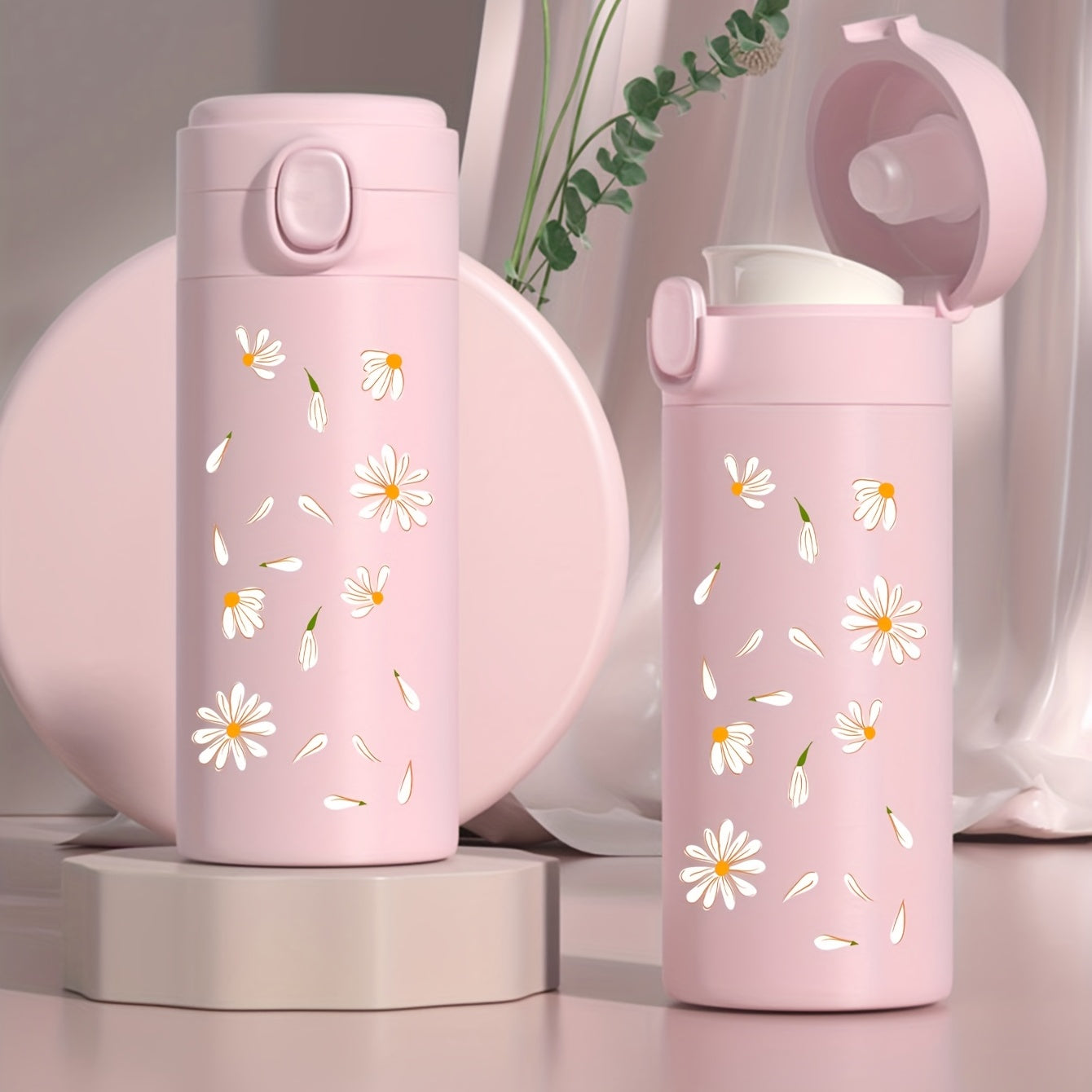 1pc Daisy Pattern Vacuum Insulated Stainless Steel Flask - Unbeatable Thermal Performance, Leakproof, and BPA-Free - Perfect for Outdoor Enthusiasts, Campers, Hikers, and Drivers - 350ml Capacity, Heat and Cold Retention, Portable, and Durable