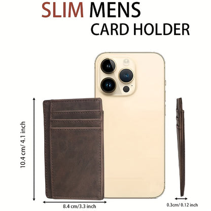 Mens Premium Minimalist Wallet - 7 Card Slots, RFID Blocking Security, Front Pocket Money Clip - Sleek, Stylish & Secure