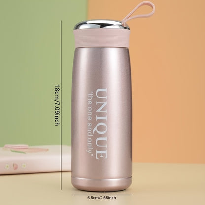 1pc Cute Small Travel Vacuum Insulated Tea Coffee Water Bottle - 304 Stainless Steel, Durable, Leak-Proof, Double-Walled, Keeps Drinks Hot/Cold for Hours - Ideal for Students, Ladies, Office Use, Outdoor Activities