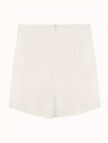 xieyinshe  Solid High Waist Split Shorts, Elegant Bodycon Daily Shorts, Women's Clothing