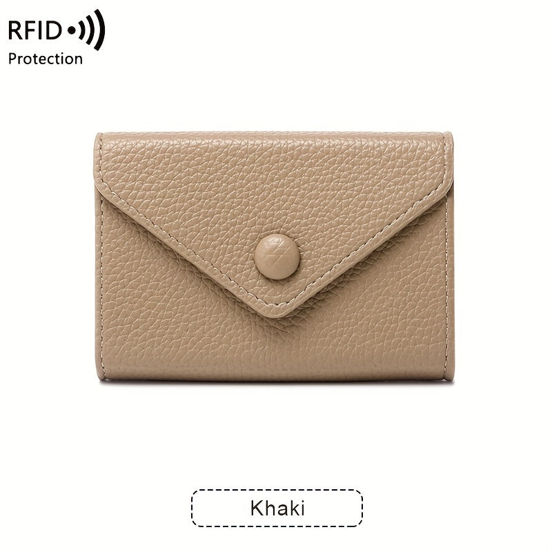 RFID Small Bag Litchi Pattern Soft PU Leather Coin Wallet Simple Lightweight Organ Card Bag