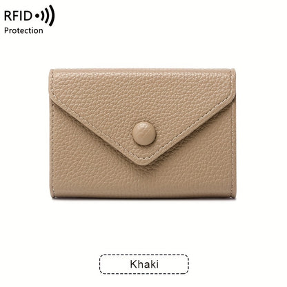 RFID Small Bag Litchi Pattern Soft PU Leather Coin Wallet Simple Lightweight Organ Card Bag