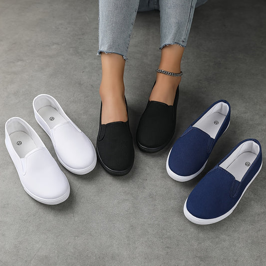 Comfortable Canvas Slip-On Sneakers - Lightweight, Breathable, and Soft for Women - Perfect for Outdoor Activities and Daily Wear