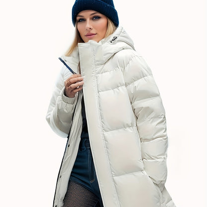 xieyinshe Long Length Hooded Parka, Casual Long Sleeve Winter Warm Outerwear, Women's Clothing