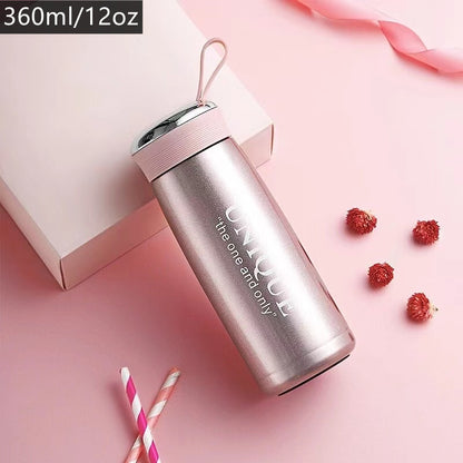 1pc Cute Small Travel Vacuum Insulated Tea Coffee Water Bottle - 304 Stainless Steel, Durable, Leak-Proof, Double-Walled, Keeps Drinks Hot/Cold for Hours - Ideal for Students, Ladies, Office Use, Outdoor Activities