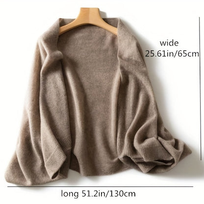 xieyinshe  Women's Coldproof Wool Shawl Solid Color Loose Cloak With Bat Sleeves Warm Shoulder Protection Stretchable Knitted Cardigan