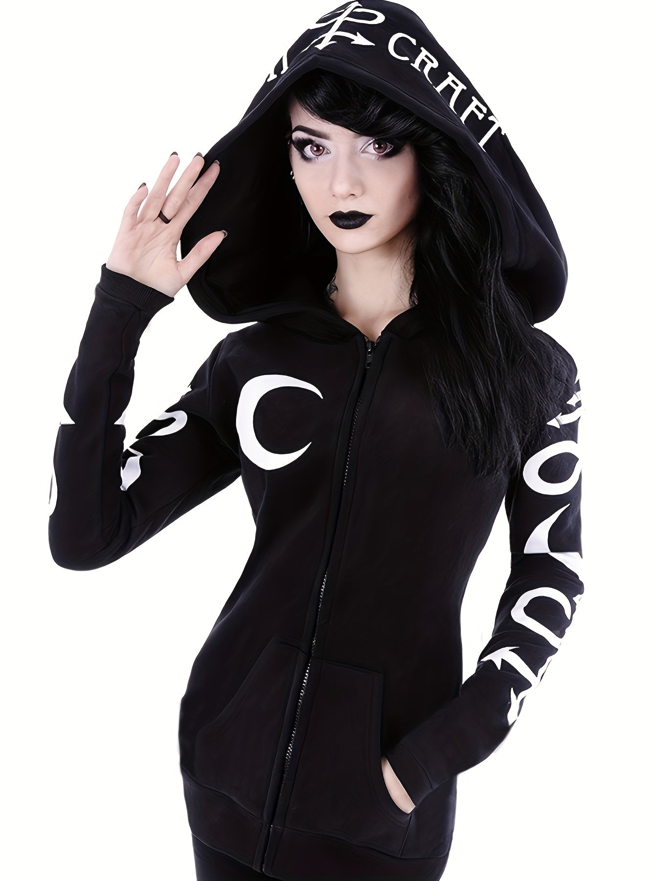 Women's Outwear Women's Gothic Hoodie Jacket Punk Print Long Sleeve Sweatshirt Outwear Jacket