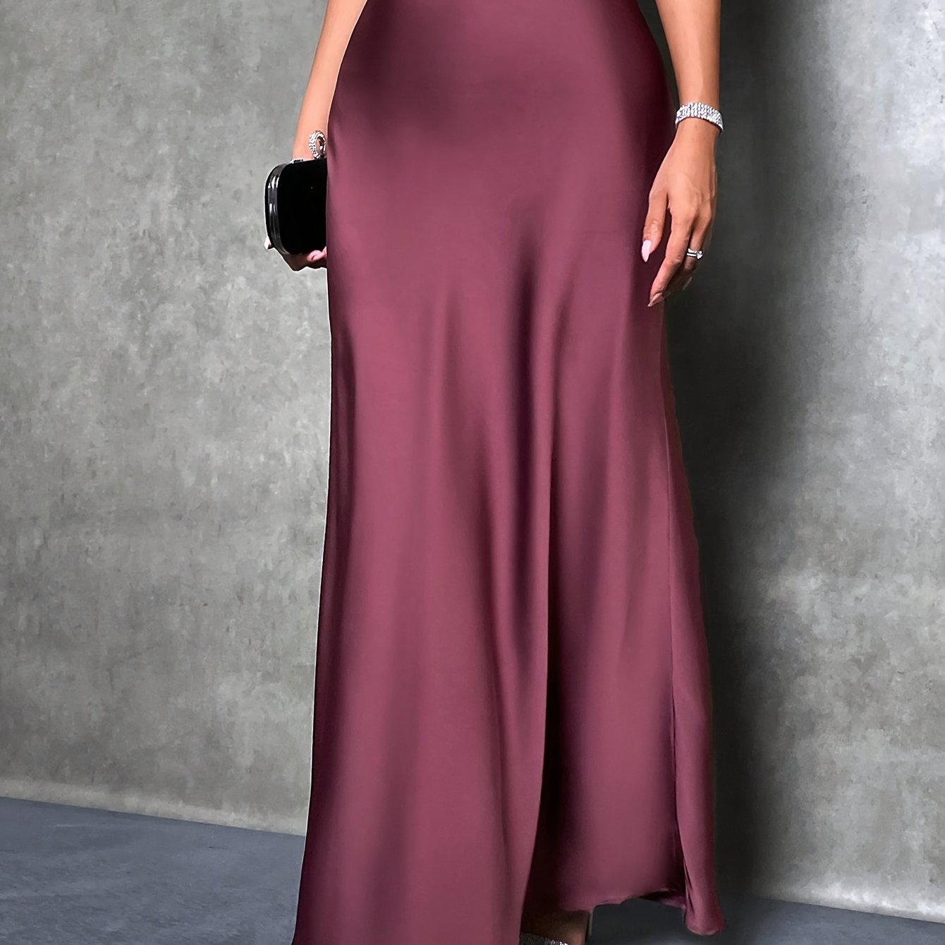 Solid Bodycon Maxi Skirt, Elegant Skirt For Party & Banquet, Women's Clothing