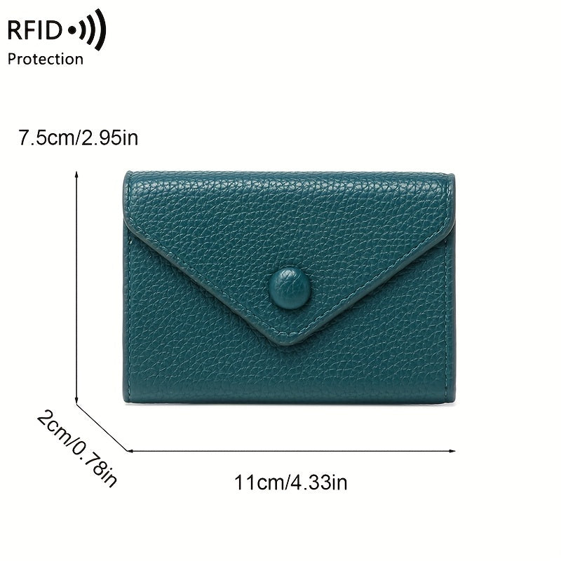 RFID Small Bag Litchi Pattern Soft PU Leather Coin Wallet Simple Lightweight Organ Card Bag