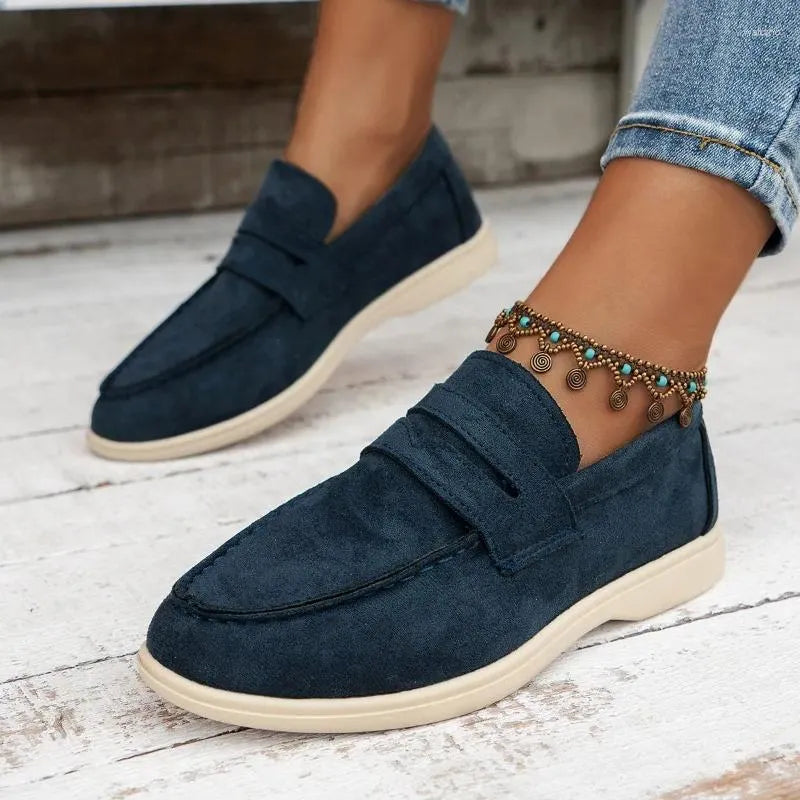 Casual Shoes  Womens Summer Fashion Round Toe Shallow Mouth Slip-on Designer Vulcanized Outdoor Flat Bottom Women Loafer