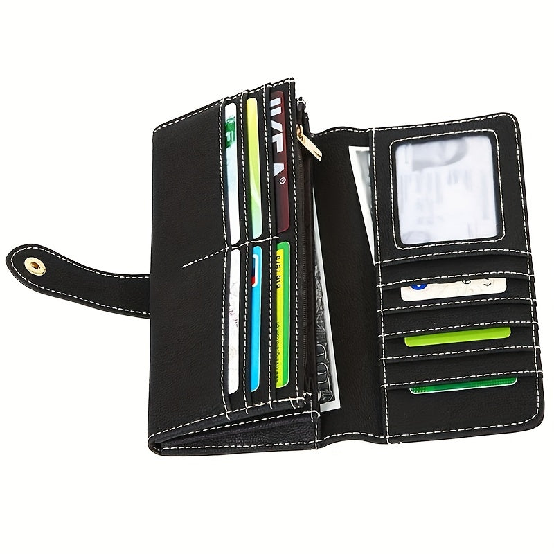 Vintage-Style High-Capacity Wallet | Secure Snap Closure, Multi-Card Slots & Durable Zip Pocket