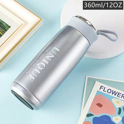 1pc Cute Small Travel Vacuum Insulated Tea Coffee Water Bottle - 304 Stainless Steel, Durable, Leak-Proof, Double-Walled, Keeps Drinks Hot/Cold for Hours - Ideal for Students, Ladies, Office Use, Outdoor Activities