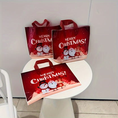 10pcs Christmas Gift Bags with Handles - Durable PE Plastic, Medium & Large Sizes - Perfect for Holiday Presents, Weddings, Birthdays & Parties