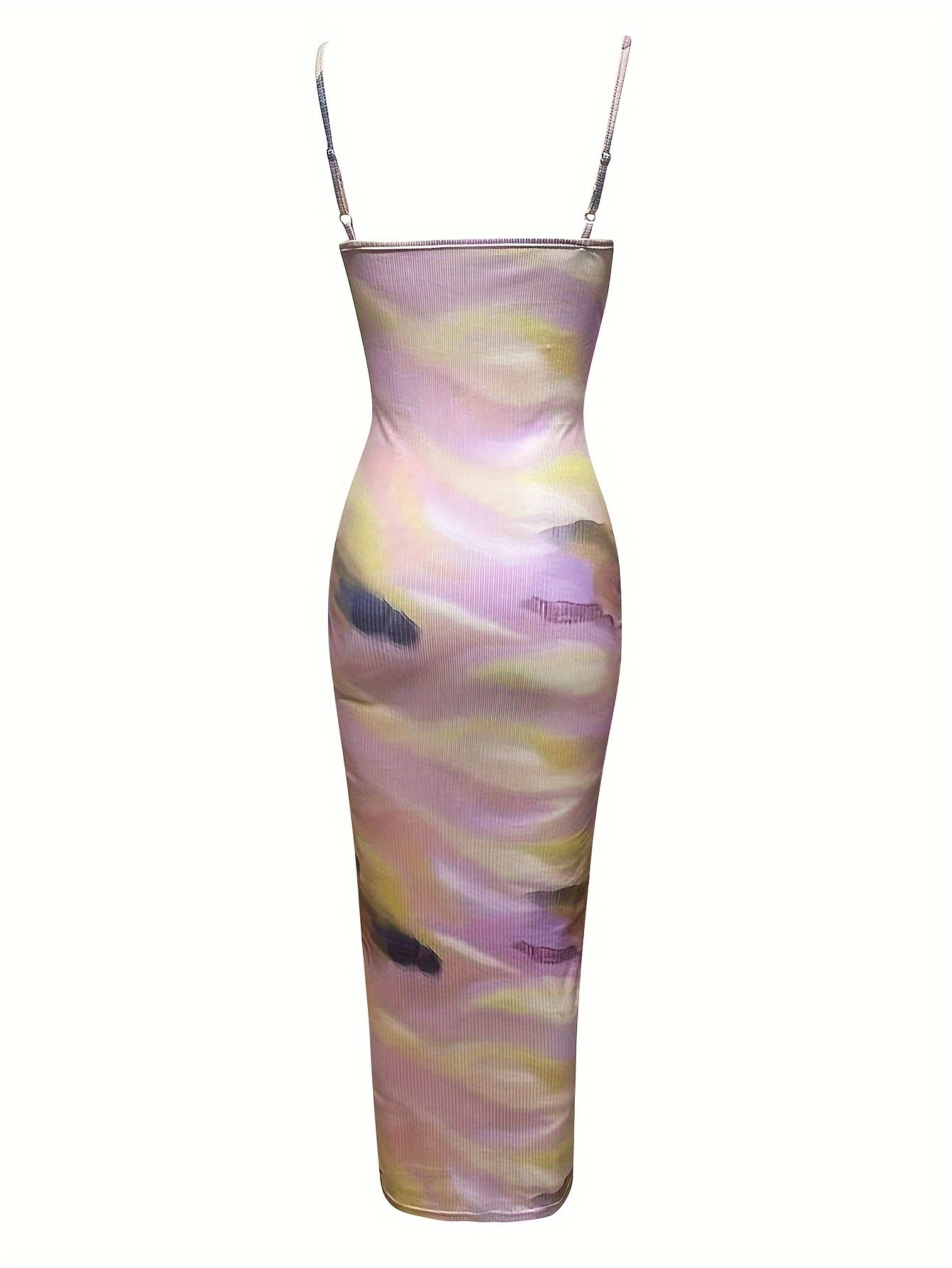 xieyinshe  Tie Dye Print Spaghetti Strap Dress, Elegant Bodycon Sleeveless Cami Dress, Women's Clothing