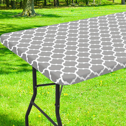 1pc Durable Waterproof Vinyl Tablecloth - Seamless Elastic Edges, Fade-Resistant, Flannel Backed - Easy Clean, Perfect for Indoor & Outdoor Dining, Picnics, Parties - Rectangle