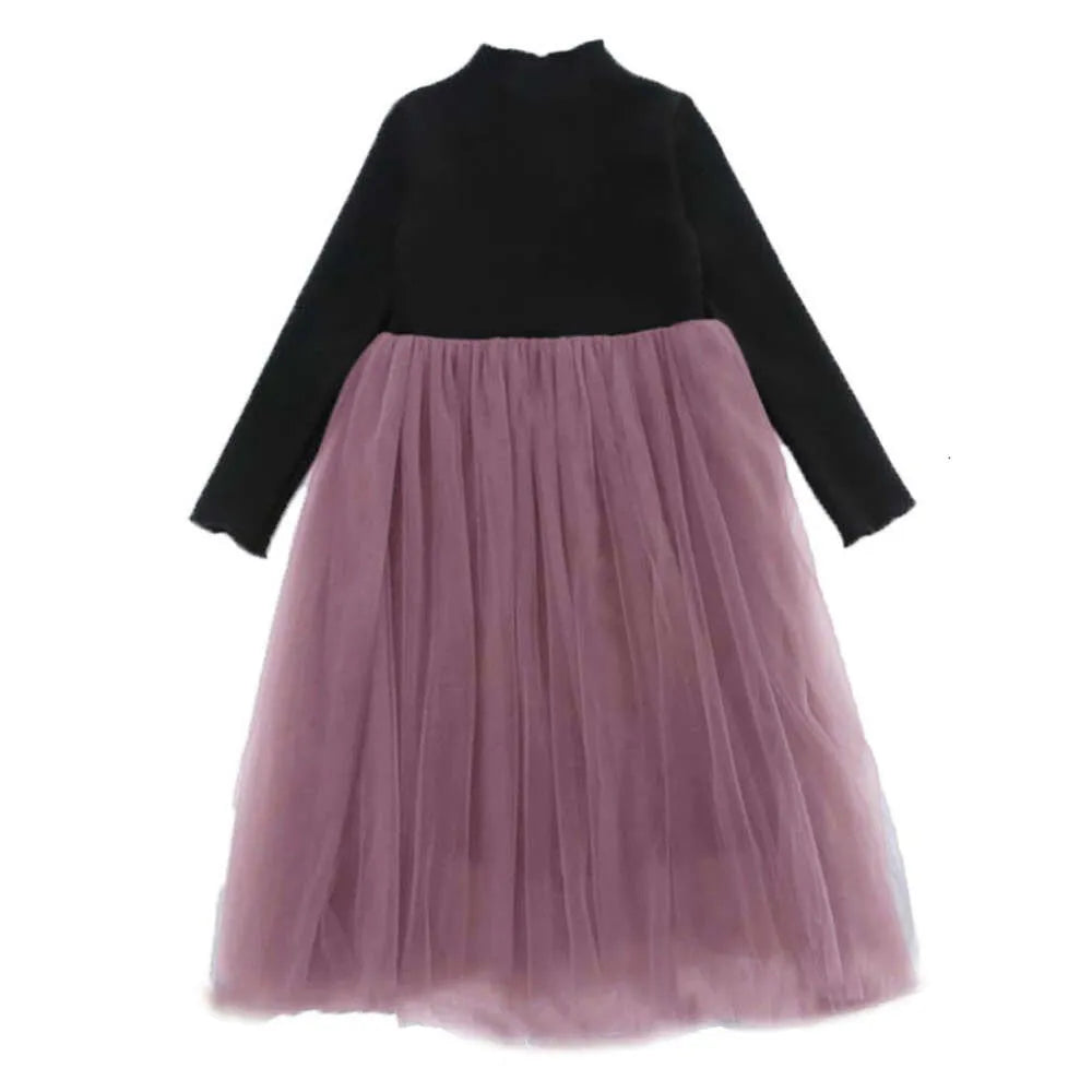 Girl  Spring Autumn Long Sleeve Dresses for Kids Lace Children Party Dress Teenager Princess Weddings Tulle Costume L2405