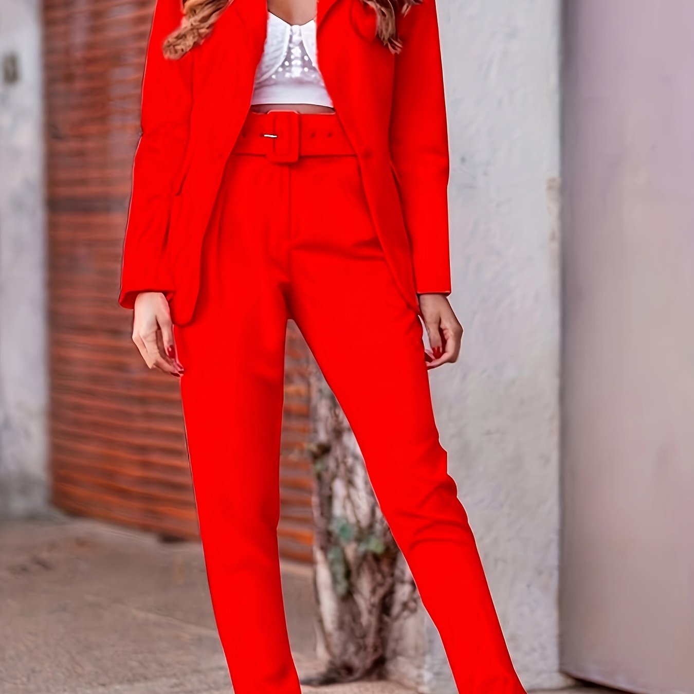 Women's Suits Women's Business Work Suit 2 Piece Outfits Elegant Open Front Blazer Jacket And Pencil Pant Sets