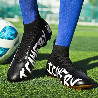 High quality football boots electroplated sole artificial grass Anti slip breathable soccer shoes for men