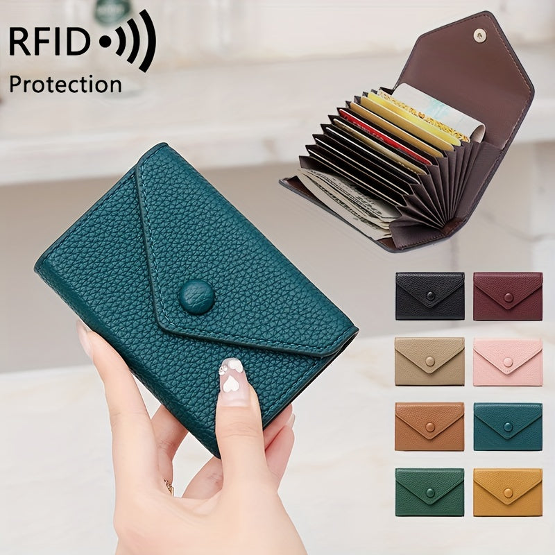 RFID Small Bag Litchi Pattern Soft PU Leather Coin Wallet Simple Lightweight Organ Card Bag