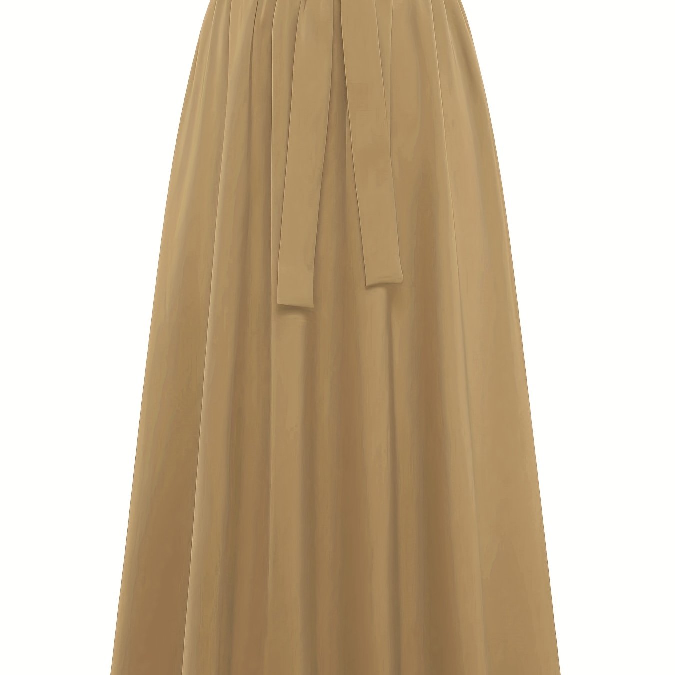 xieyinshe  Solid Belted Maxi Skirts, Elegant Pleated Versatile Skirts, Women's Clothing