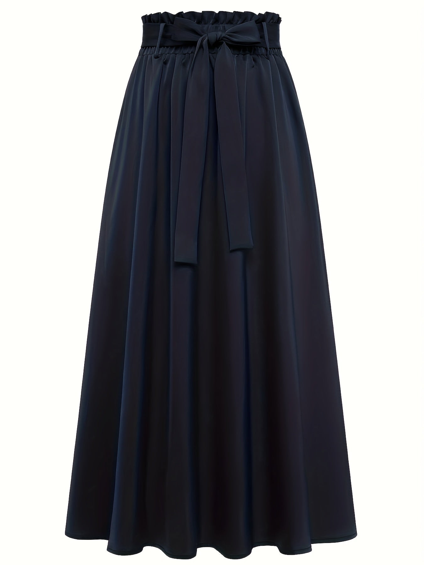 xieyinshe  Solid Belted Maxi Skirts, Elegant Pleated Versatile Skirts, Women's Clothing