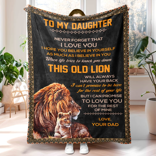 1pc Daughter Blanket From Dad, Birthday Gifts For Daughter From Dad, Adult Daughter Lion Throw Blanket, To My Daughter Lion Blanket Gifts From Dad (Lion, 50X60in)