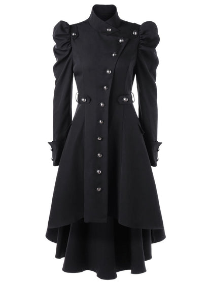 xieyinshe  Solid Double Breasted Pea Coat, Belted Buckle Spring Mid-Long Lapel Outerwear, Women's Clothing