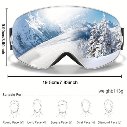 POAT Winter Sports Goggles with Anti-Fog Lens, Protection - Perfect for Skiing, Snowboarding & Outdoor Activities - Includes Black Replacement Lens & Carry Bag