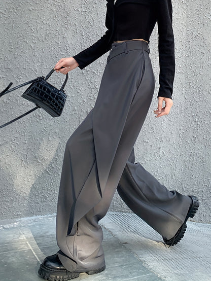 xieyinshe  Solid Asymmetric Suit Pants, Casual Wide Leg Loose Pants For Spring & Summer, Women's Clothing