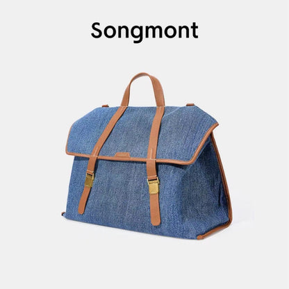 xieyinshe Songmont Travel Briefcase Denim Backpack Portable Shoulder Messenger Bag Multifunctional Bag Computer Bag Women's Bag