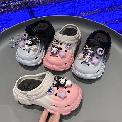 Girls' Outdoor Slippers  Summer New Children's Two-Way Wear Clow M Sandals Closed Toe Beach Hole Shoes Outer Wear