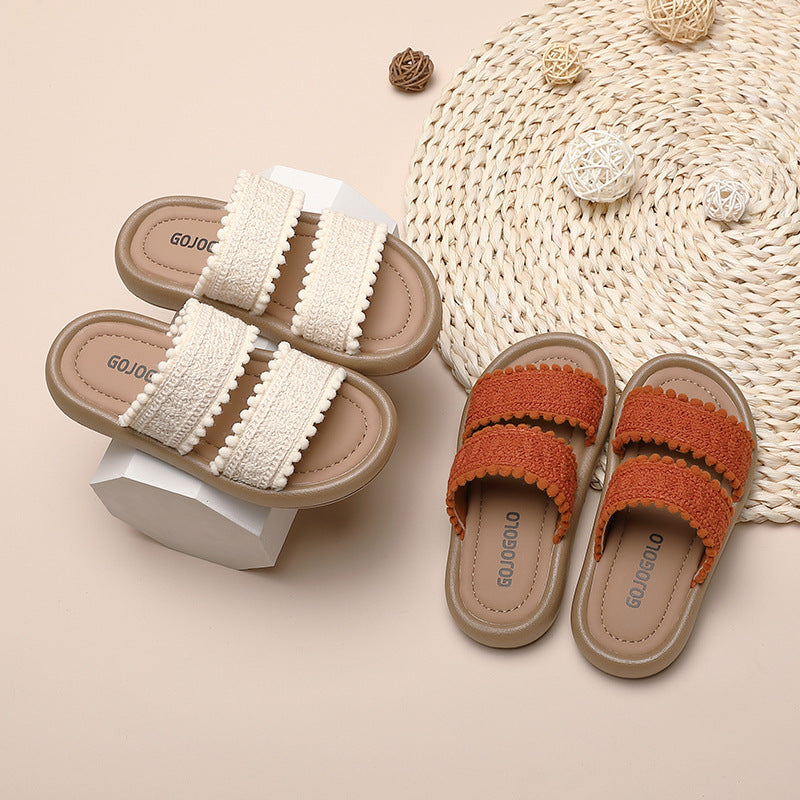 Girls' Slipper  Summer New Fashion Simple All-Match Children's Slippers 3-6-12 Years Old Soft Bottom Girls' Slipper