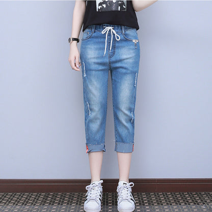 Women's Cigarette Pants Slimming Jeans Summer Cropped Pants High Waist Wide Leg Pants Straight Cropped Pants Jeans for Women