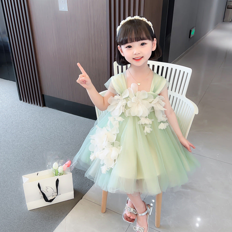 XIEYINSHE Girls' Dress Summer Sling Princess Dress FARCENT Fashionable Vest Mesh Skirt Children's Summer New Thin