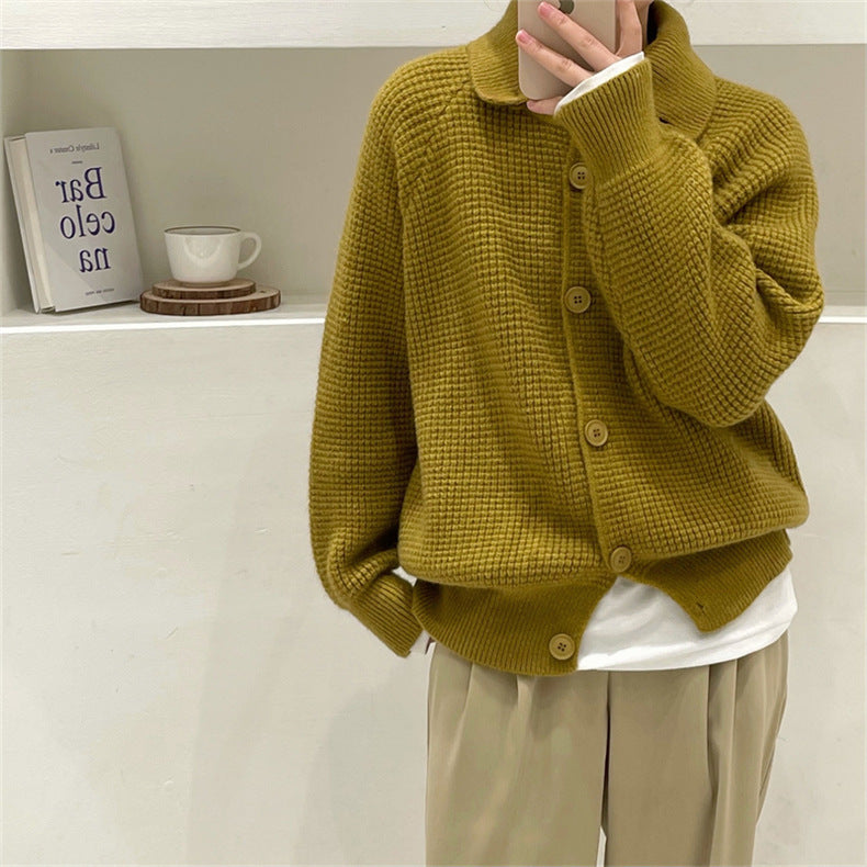 XIEYINSHE Retro knitted sweater women's 2023 autumn and winter new Korean version long-sleeved top lazy wind loose solid color sweater jacket women