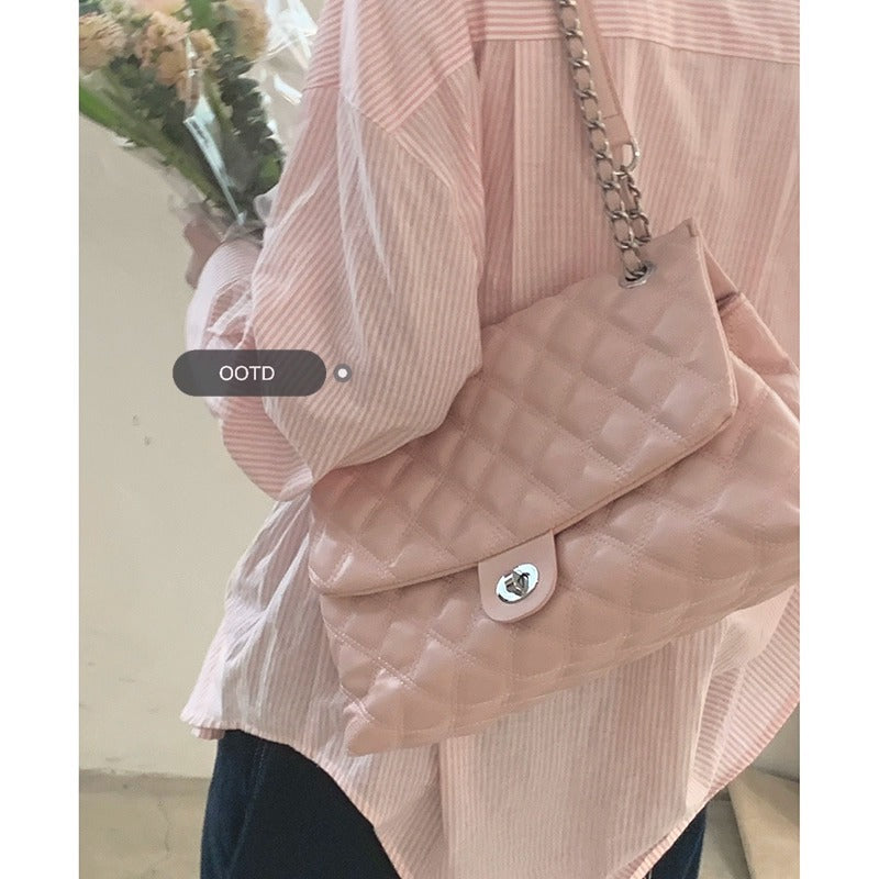 XIEYINSHE Diamond Pattern Chain Bag Women's  New Trendy Spring/Summer Fashion Tote Bag Versatile Large Capacity Messenger Bag Hobo Bag