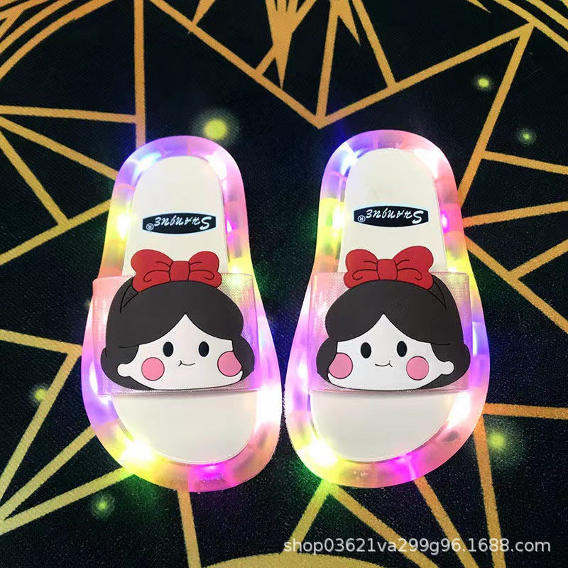 Online Influencer Fashion Luminous Children's Slippers Strawberry Crystal Shoes Shiny Color Light Girlfriends Girls Shiny Sandals