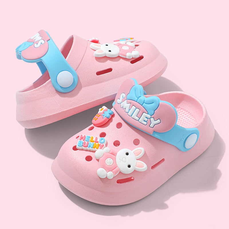 Children's Sandals Summer Girls' Breathable Baby Indoor Soft Bottom Cartoon Non-Slip Wear-Resistant Closed Toe Hole Shoes Wholesale