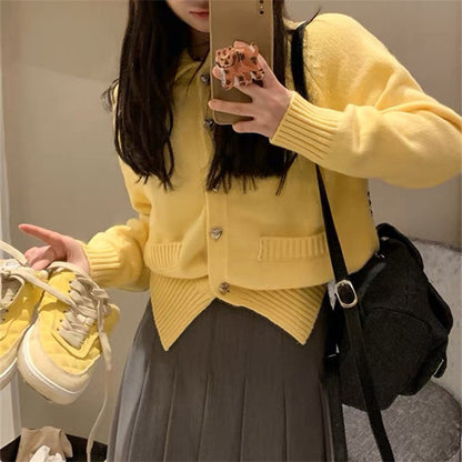 XIEYINSHE Autumn and winter new contrasting color lapel small fragrant knitted sweater jacket women's gentle wind versatile cardigan top women's trend