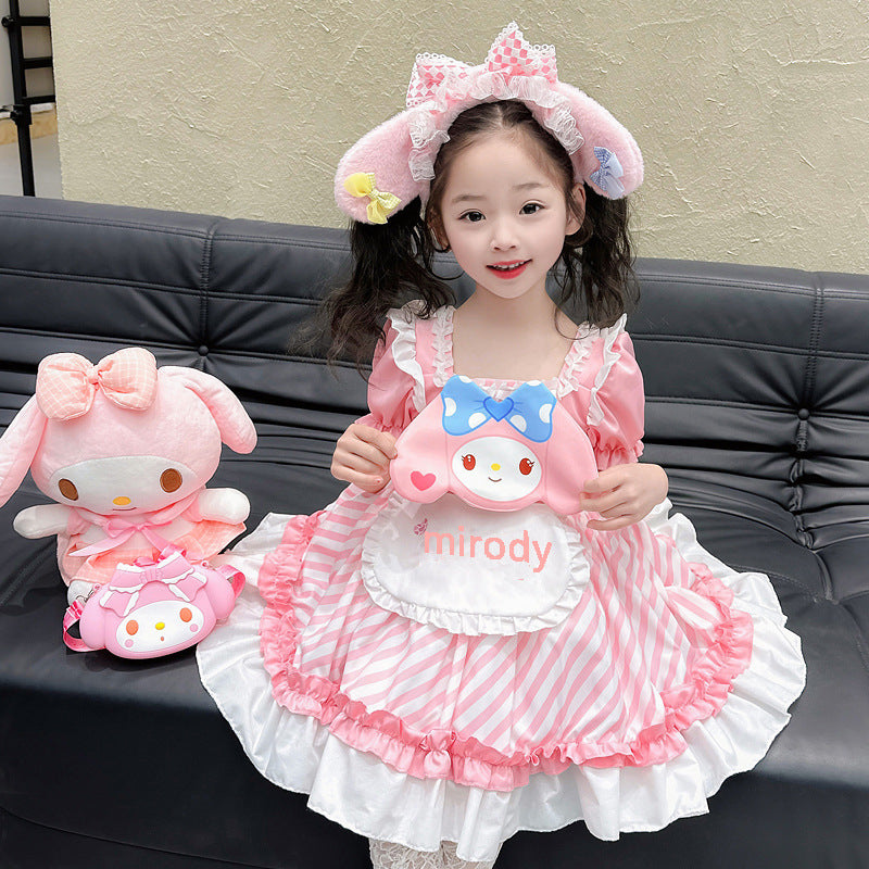 XIEYINSHE Girls' Summer Clow M Princess Dress Pink Lolita Fashionable Dress 2-9 Years Old Little Girl Bubble Skirt