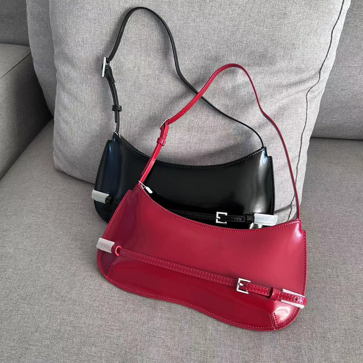 xieyinshe Leorange Special-Interest Design New Cowhide Handbag Shoulder Bag Red Baguette Bag Jac Leather Underarm Bag