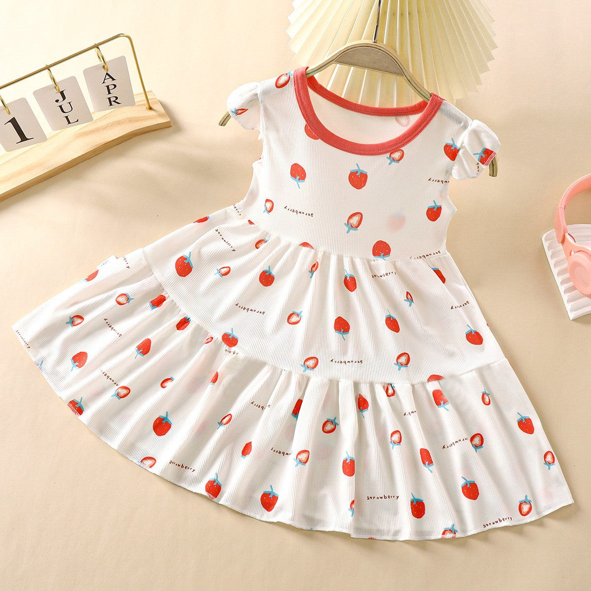 Summer New Children's Princess Dress Baby Girl Printed Cartoon Dress Baby Girl Fashionable Floral Ice Silk Skirt